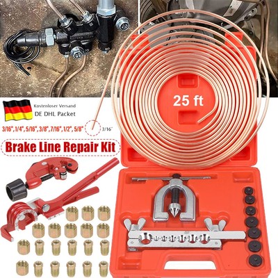 Bördelgerät Satz +25ft Bremsleitung Bremsrohr 4,75mm +Verschraubungen +Verbinder