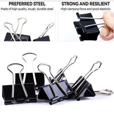 30/20/15/10/5 pcs Binder Clips Black Paper Clamps Office School Supplies