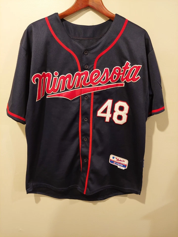 Torii Hunter #48 Minnesota Twins Majestic MLB Baseball Jersey Size 44 Sewn-On - Image 2 of 4