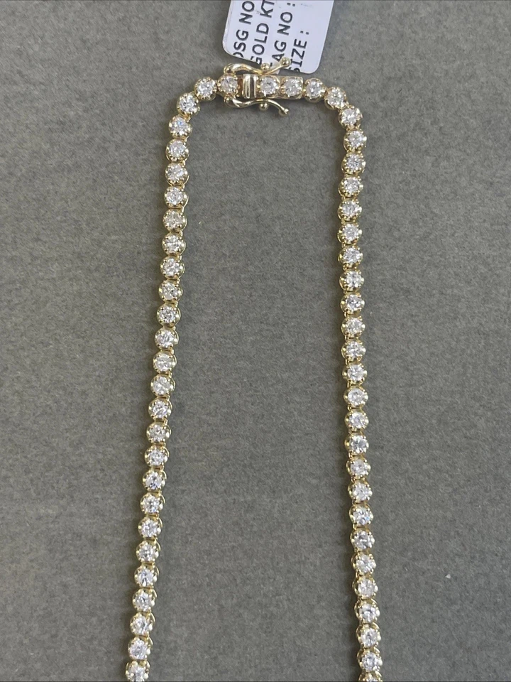 4.00 Ct Diamond Tennis Necklace 14K Yellow Gold 17" Crown Setting - Image 3 of 4