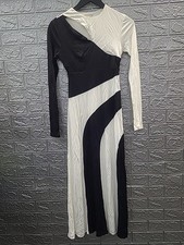 NEW Farm Rio Black&White Cut Out Long Sleeve Midi Dress Womens Size XXSmall US