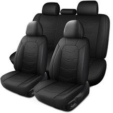 Car Seat Covers,Leather Car Seat Covers,Breathable and Sporty Full Set N2 Black