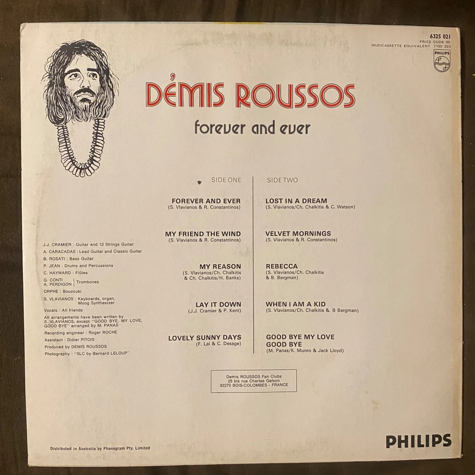DEMIS ROUSSOS Forever and Ever - 1975 French Philips LP Aphrodite’s Child - NM - Image 2 of 3