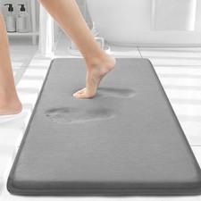 Memory Foam Bath Mat 30x20 Inch Extra Soft Absorbent Non Slip Washable Grey