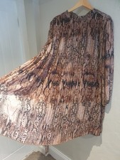RIVER ISLAND PLEATED SHORT LONG SLEEVE TUNIC DRESS LONG SLEEVES SNAKE PRINT 20