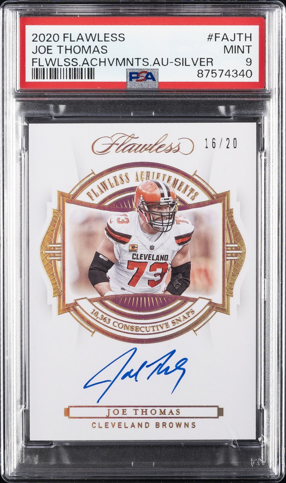 2020 PANINI FLAWLESS ACHIEVEMENTS AUTO JOE THOMAS 16/15 PSA 9 AUTO