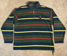 Vintage Tommy Hilfiger 1/4 Zip Sweater Pullover 1990s Striped Multicolor Large