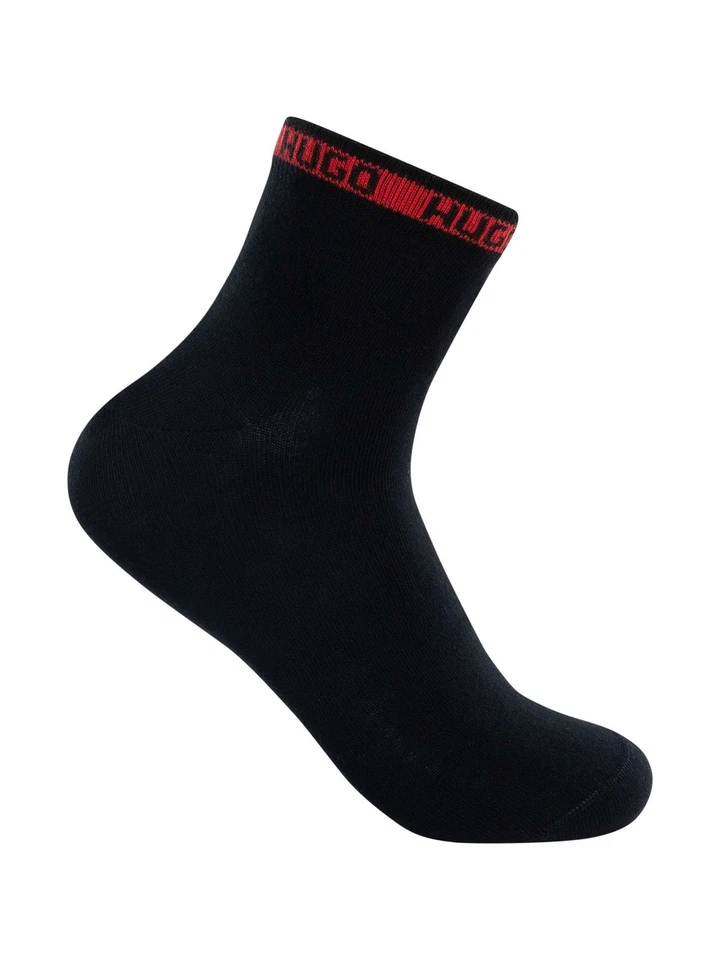 HUGO de los hombres Pack de 2 calcetines cortos, Negro - Imagen 2 de 4