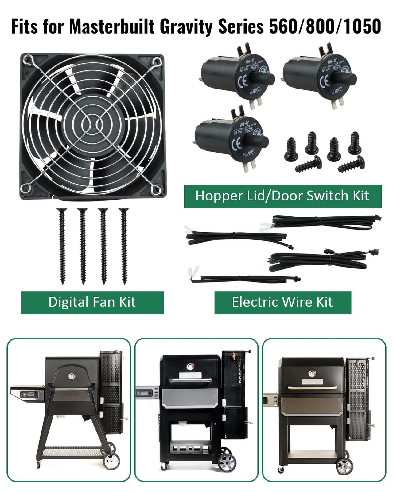 Replacement Fan and Lid/Door Switch Kit Fit for Masterbuilt Gravity Series 56...