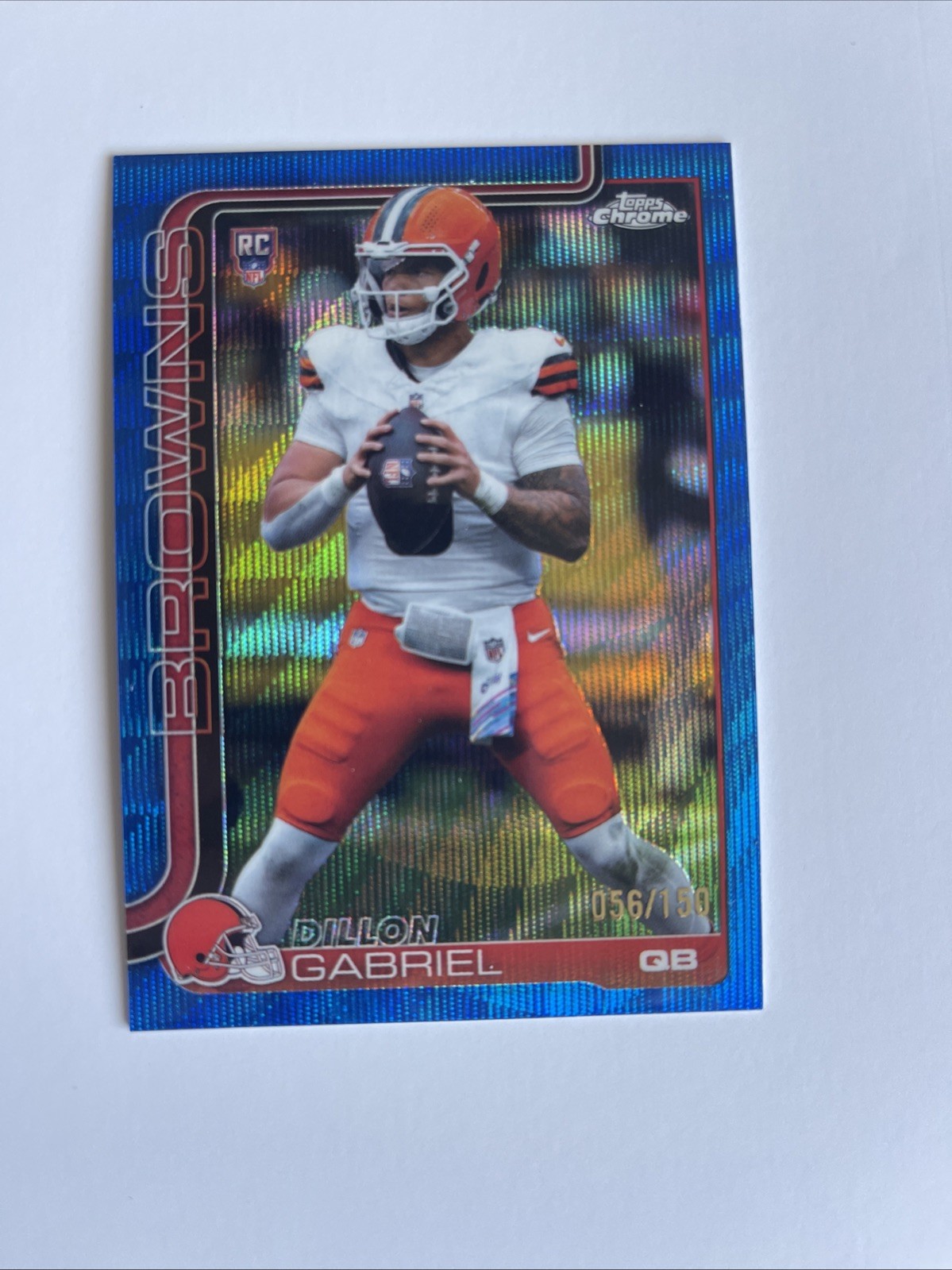2025 Topps Chrome Football Dillon Gabriel Blue Wave Rookie /150 Cleveland Browns