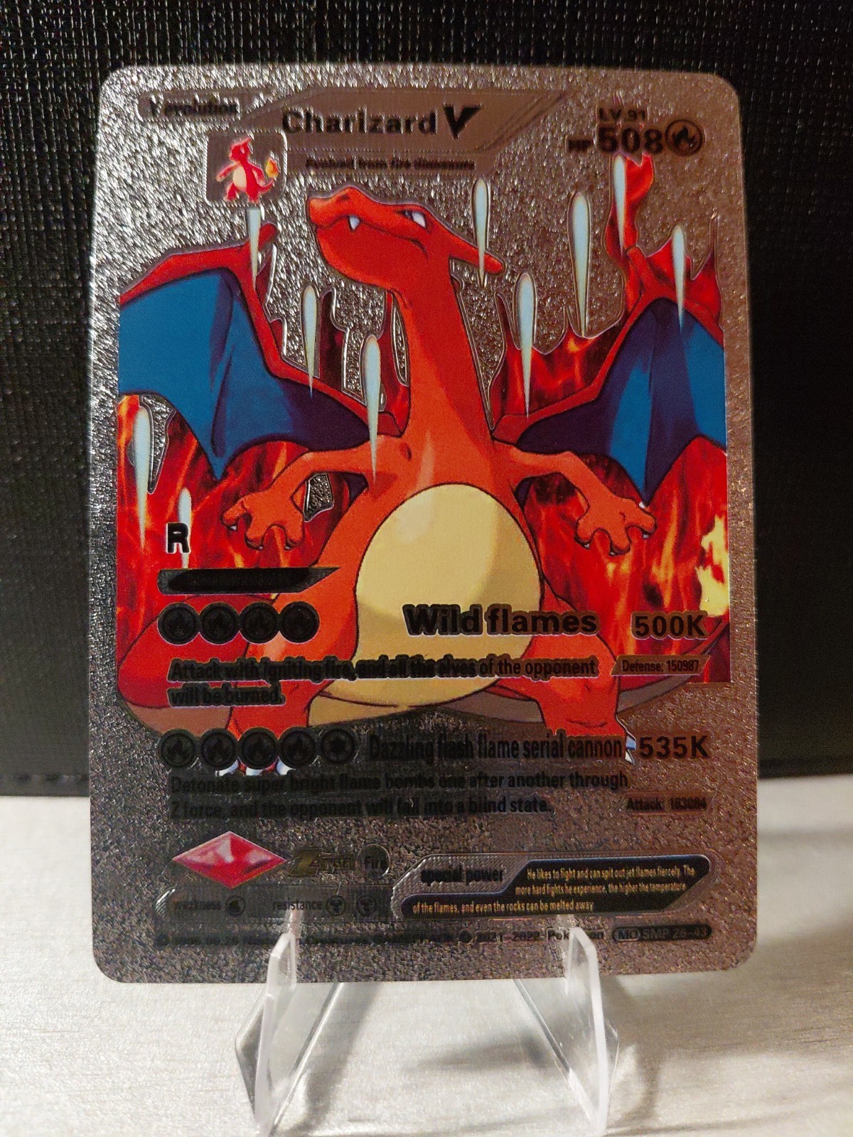 Pokemon Card Charizard V HP 508 Silver Foil Fan Art