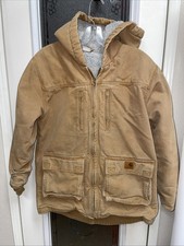 Carhartt Jackson Sherpa Lined Canvas Jacket Brown Youth Size L 14/16 Women's S