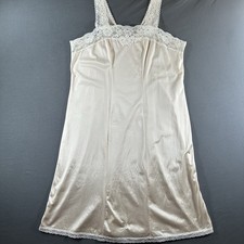 Vintage Christian Dior Ivory Satin Lace Trim Full Slip 100 Nylon Size 40