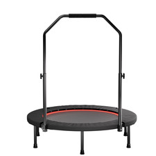 40" Fitness Trampoline with Adjustable Handle, Foldable, 36 Springs