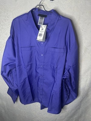 CARDI B Reebok Purple Blue Blouse Size 3X Side Opening Big Back Hit
