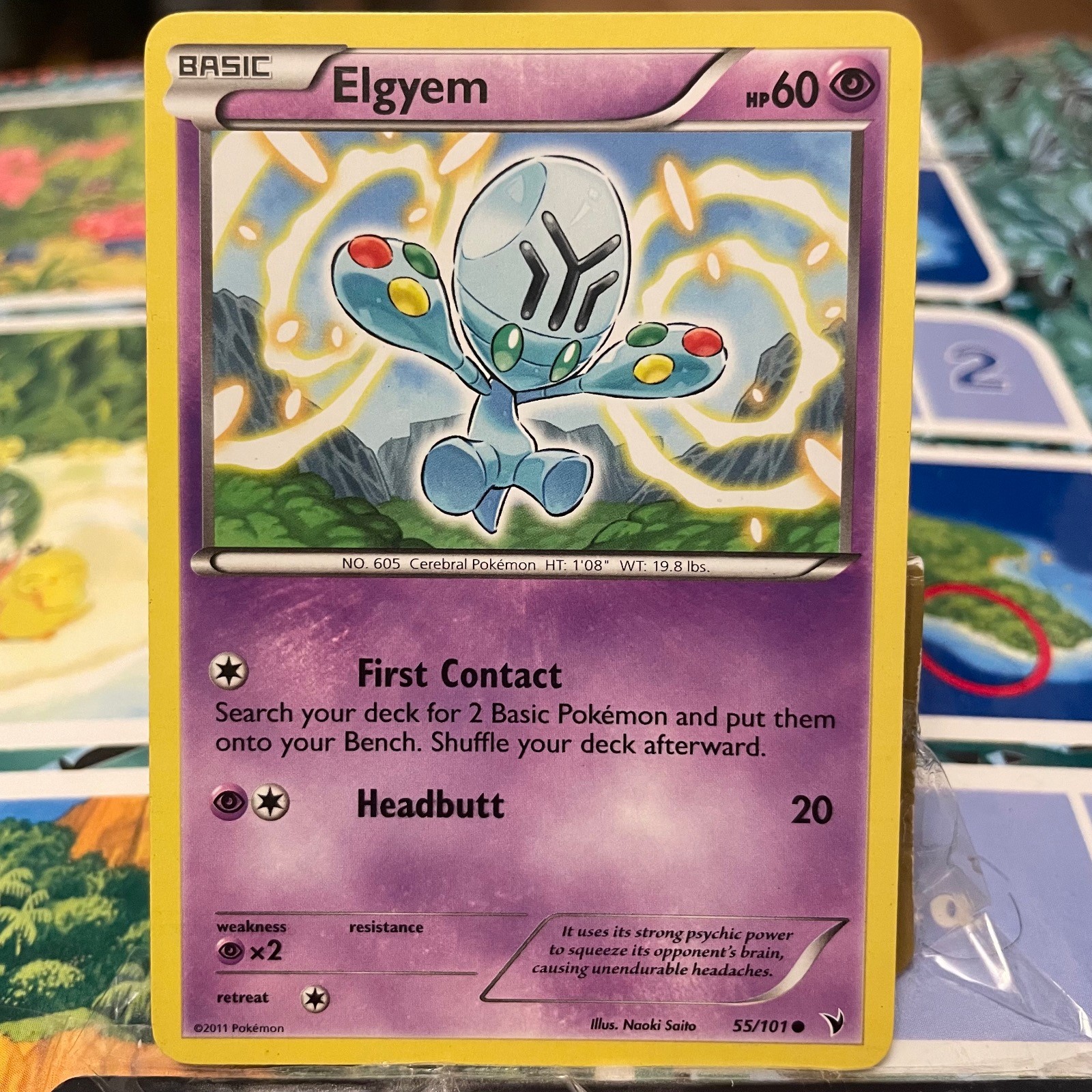 Elgyem 55/101 Common Noble Victories Pokemon Lightly Played