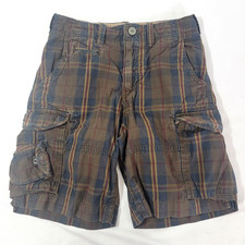 Gap Kids Boy's Brown Plaid Cargo Shorts Size 8 Regular R 26" Waist 9" Inseam
