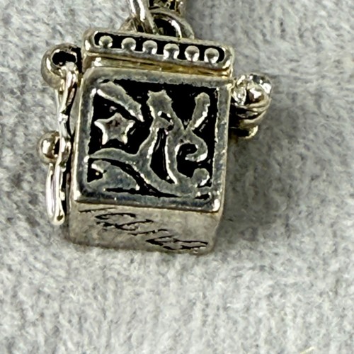 Silver-Tone Prayer Box Locket Necklace Ornate Etching & Purple Gemstone Accents - Picture 22 of 24