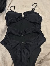 Black Women's Cut Out One Piece Swimsuit Size M
