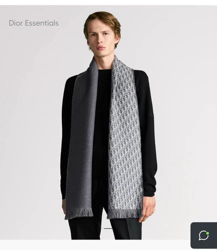 Foulard oblique Dior en laine grise et blanche