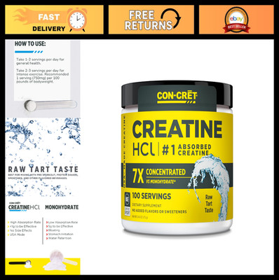 Creatine HCl Powder for Muscle & Cognitive Energy | No Bloating, 100 Servings