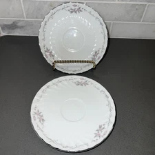 2 Vintage Gold Standard Fine China Saucer Only Pink Rose Buds Japan