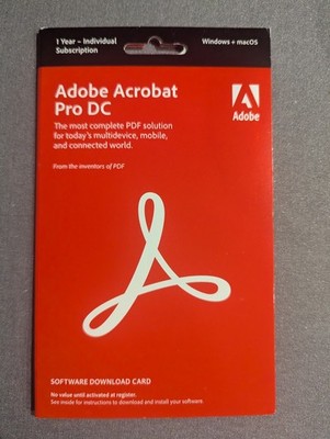 Adobe Acrobat Pro DC Software Card 1 Year Subscription  for Windows + Mac OS