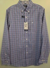 Chaps Men's SMALL Long Sleeve Easy Care Button Dress Shirt BLUE PURPLE 32126
