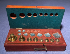 Vintage Pharmacy Apothecary Lab Calibration Weight Set Brass in Wooden Case