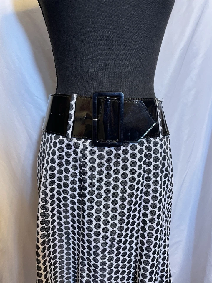 Юбка Carole Little черно-белая в горошек с широким ремнем размер 4 - Изображение 2 из 4