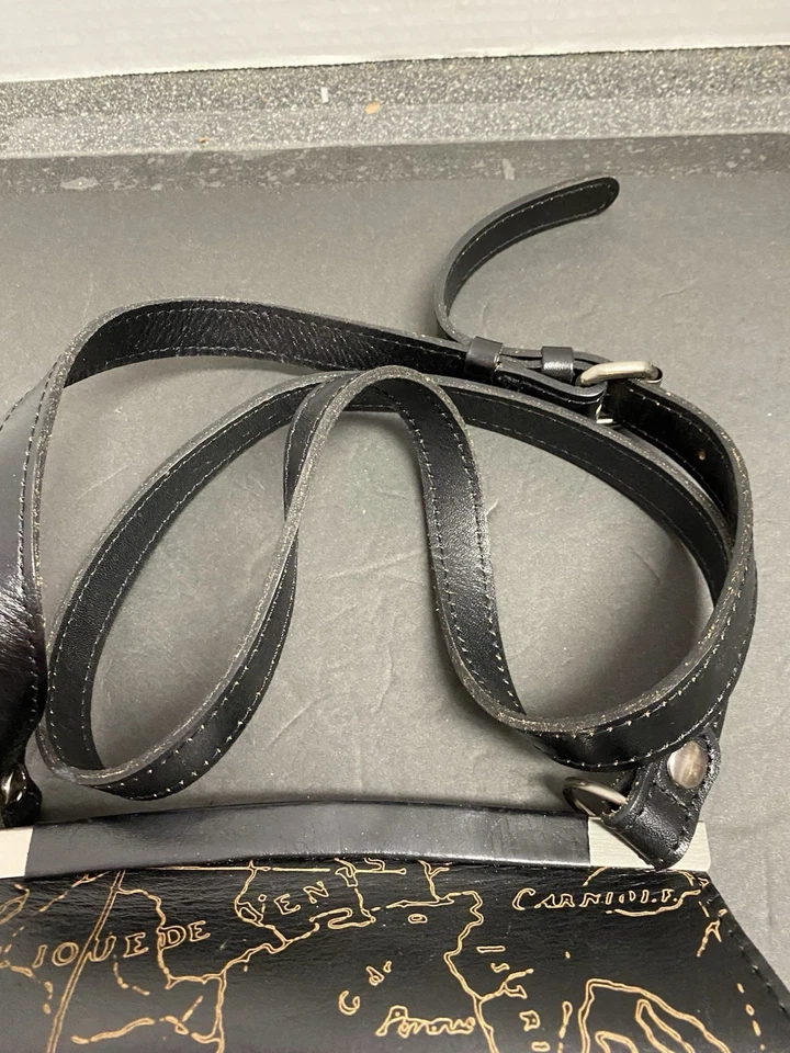 Bolso Bandolera Patricia Nash Veneto Cuero Usado Negro Mapa B000577 Foto 4 de 4