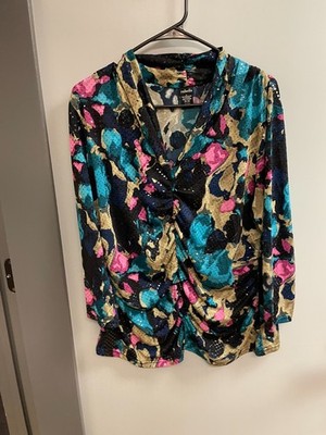 Rafaella Glitz Multicolor Ladies 3/4 Sleeve Ladies Blouse SIze XL