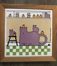 Vintage Lillian Vernon Cat Tile Trivet Wall Plaque Excellent Condition NOS