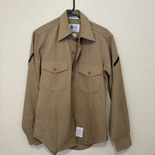 Defense Logistics Agency Uniform Shirt Size 15x35 Khaki Long Sleeve Military