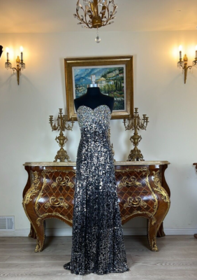 Red Carpet Formal High slit All over Sequins Lace up Long Evening prom dress  | eBay