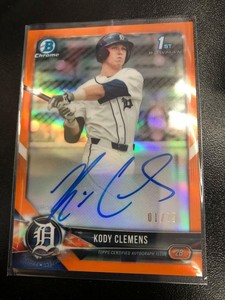 Kody-Clemens-2018-Bowman-Chrome-Orange-Refractor-Auto-Autograph-1-25-Tat