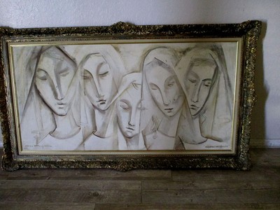 Reduced 600 00 Big Original Ozz Franca Nun Catholic Oil Painting