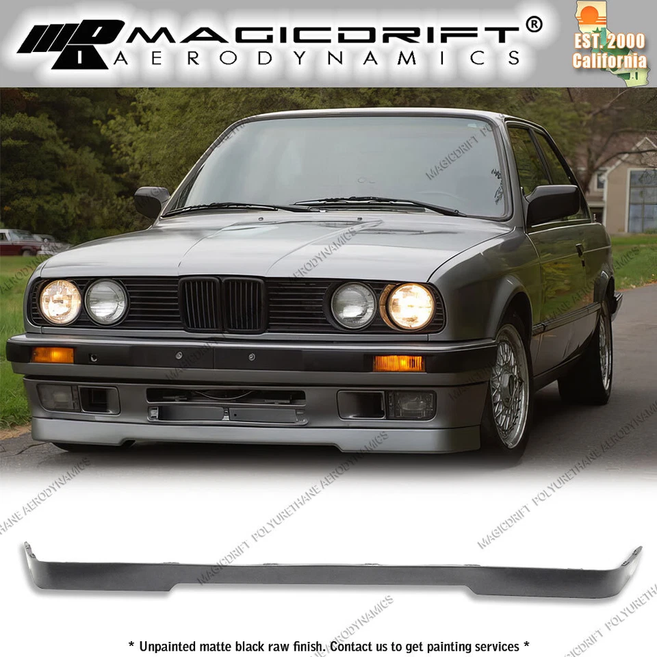 Fits 84-92 BMW E30 3-Series MT Msport Front Bumper Lip Splitter PU Unpainted - Image 2 of 4
