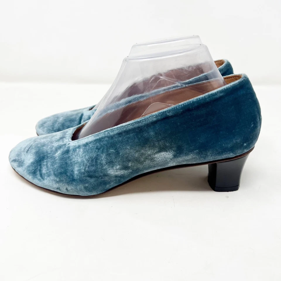 MARTINIANO Zapatos Tacones Talla EU 39 US 8.5 Azul Terciopelo Terciopelo Guante Alto RARO Foto 3 de 4