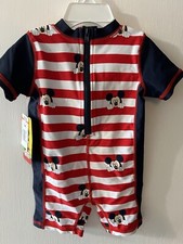 Disney: Mickey Mouse 3-6 Month Boys Rash Guard Romper Sunsuit Swimsuit New