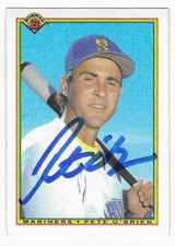 PETE O'BRIEN 1990 BOWMAN AUTOGRAPHED SIGNED # 475 SEATTLE MARINERS