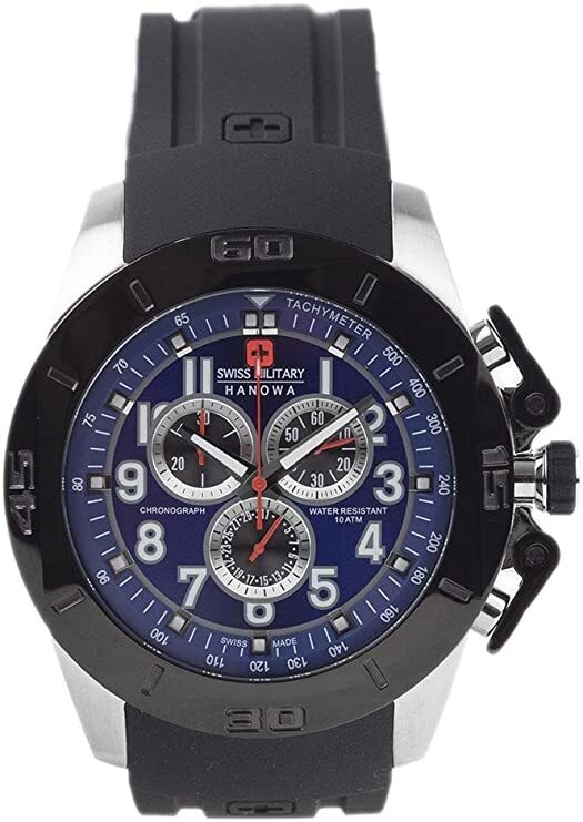 Montre chronographe Swiss Military Hanowa pour homme en acier noir avec dateur