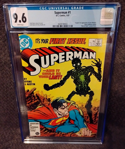 SUPERMAN #1 CGC 9.6 NM+   DC Comics - 1987 - 1st app of Metallo - John Byrne
