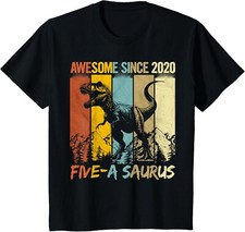 Kids 5 Year Old Dinosaur 5th Birthday T Rex Dino Five Saurus unisex T-Shirt