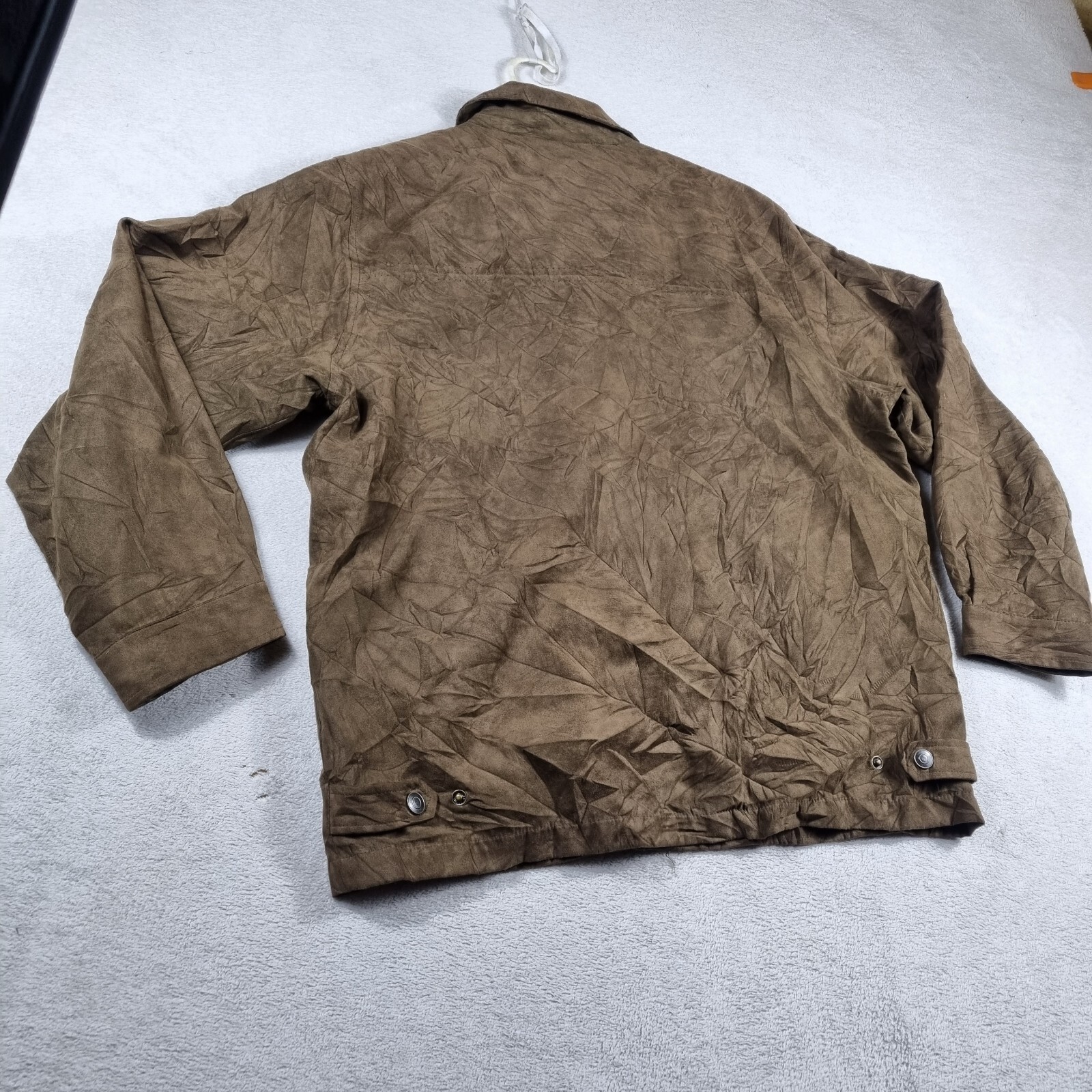 David Jones Mens Leather Suede Jacket Size L Large Brown Zip Up Long