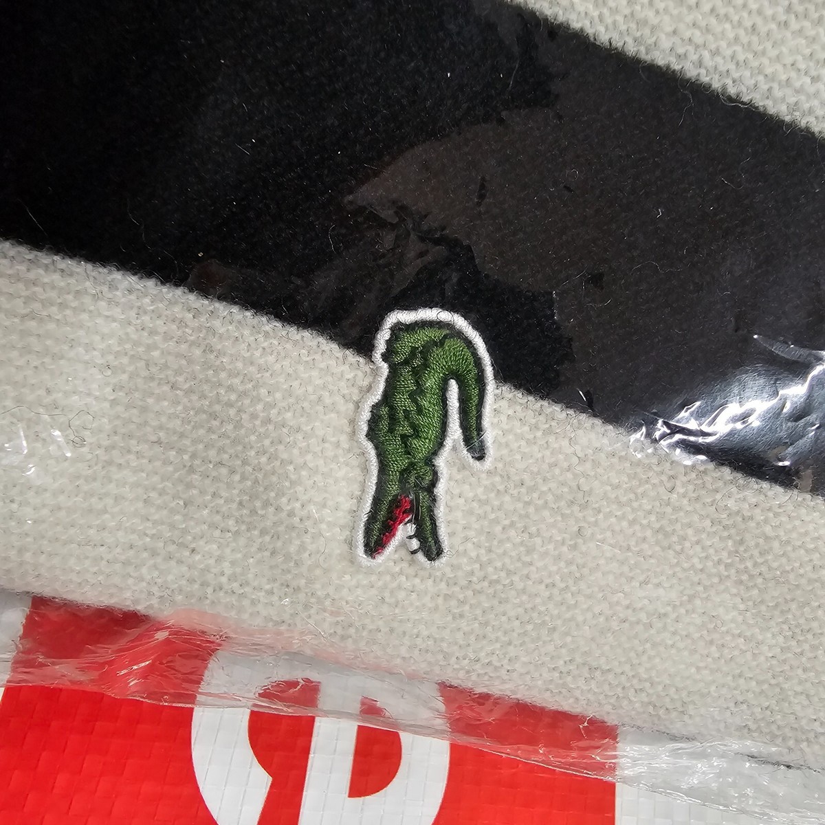 Supreme LACOSTE Stripe Cardigan Black LARGE BRAND NEW