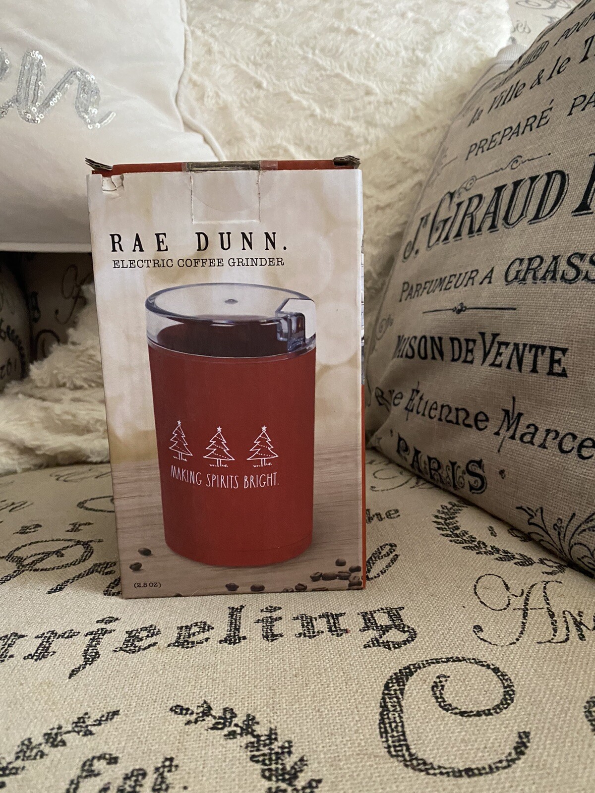 Rae Dunn Electric Coffee Grinder Red Christmas Making Spirits Bright