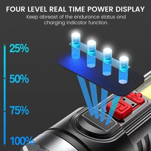 400000LM LED Super Bright Torch High Powered Camping USB Rechargeable Flashlight - Picture 5 of 11