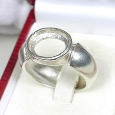 Oval 9 x 11 mm. Sterling Silver 925 Semi-Mount Setting Ring #0111