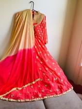 Eid  Sale Indian Deshi Long-gawn dress Brand New Peach Color With Stones Size 42